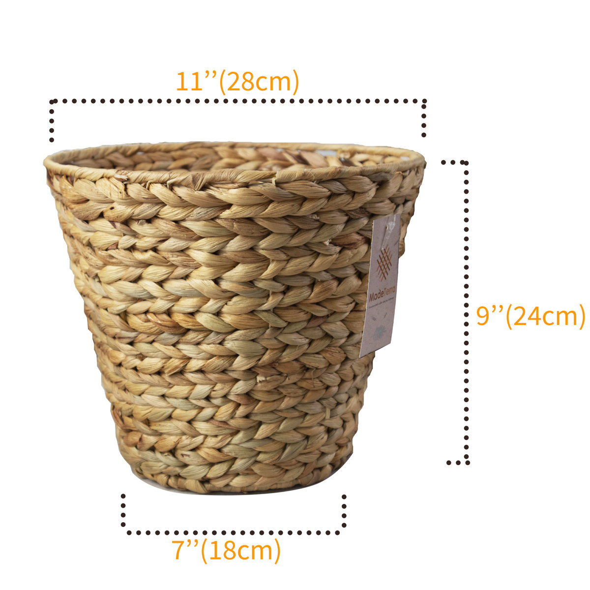 MADE TERRA Madeterra Wicker Recycle Basket Bin Trash Can, Hand Woven